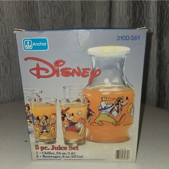Vintage Disney NOS 5 Piece Juice Set GrandeesVtgEph In Collectable Condition - Picture 1 of 14